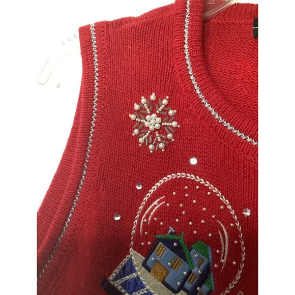 Vintage All Points Beaded Christmas Sweater Button Front Womens Sz Medium - Picture 6 of 9